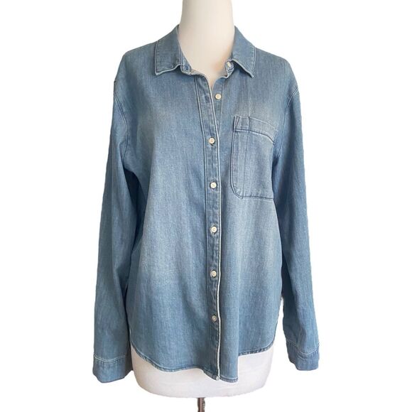 Universal Tread Women Denim Shirt Size M Classic Fit Long Sleeve - Picture 1 of 8